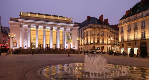 Place Graslin with opera house Theatre Graslin in the evening, Nantes, Departement