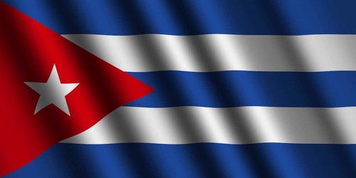 The Cuban flag flying in the wind