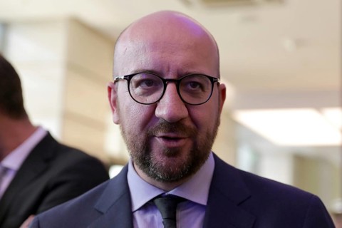 Sofia, Bulgaria - 16 May 2018: Prime minister of Belgium Charles Michel attends to a exhibition of