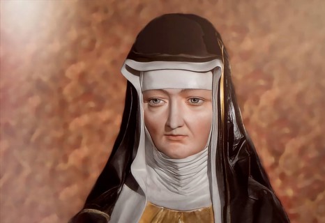 Figure of Hildegard of Bingen, Sibyl of the Rhine, 1098 – 1179, German Benedictine abbess and
