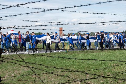 OSWIECIM, POLAND - MAY 6, 2024: March of the Living on the site of the former Auschwitz Birkenau