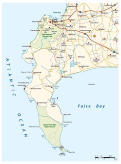 Vector road map of Cape Peninsula, Cape Town, South Africa, Africa
