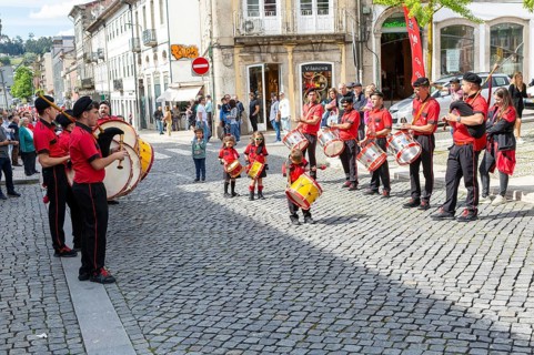Political rally and march for May Day in city of Guimaraes, Braga district, northern Portugal,