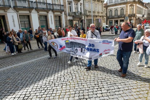 Political rally and march for May Day in city of Guimaraes, Braga district, northern Portugal,