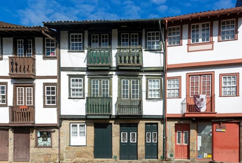 Historic buildings in Praça de São Tiago, city of Guimaraes, northern Portugal