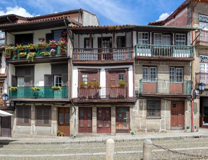 Historic buildings in Praça de São Tiago, city of Guimaraes, northern Portugal