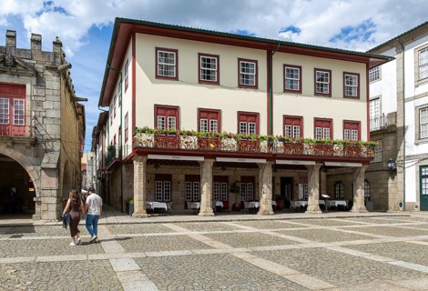 Hool restaurant in Hotel Oliviera, Largo da Oliveira square, city of Guimaraes, northern Portugal