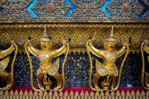 Wat Phra Kaeo temple, old royal palace, Bangkok, Thailand, Asia