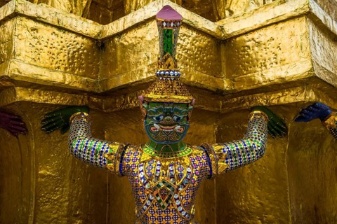 Wat Phra Kaeo temple, old royal palace, Bangkok, Thailand, Asia