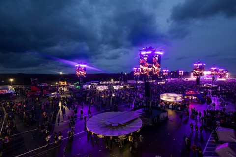 Main stage with monitors at the Rock am Ring Festival on Friday, Nürburgring race track race track,