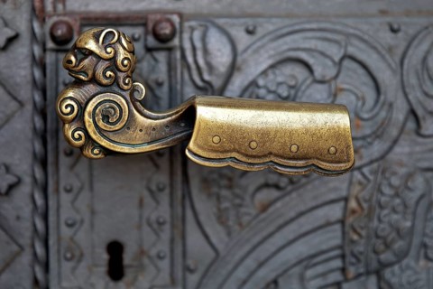 Close-up, door handle on the Church of the Redeemer, Bad Homburg vor der Höhe, Germany, Europe