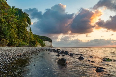 Chalk cliffs in Jasmund National Park, Sassnitz, Rügen, Mecklenburg-Western Pomerania, Germany,