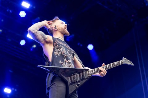 Matthew Tuck, singer of Bullet for My Valentine at the Rock am Ring Festival on Saturday,