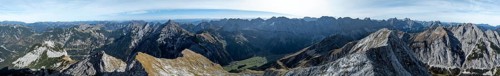 Aerial view, Alpine panorama of the Gamsjoch group, Eng valley, Karvendel, Tyrol, Austria, Europe