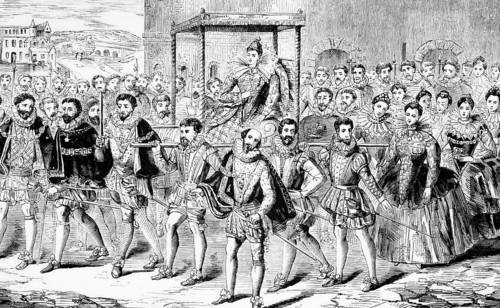 English state train of Queen Elizabeth I around 1561, England, digital reproduction of a historical