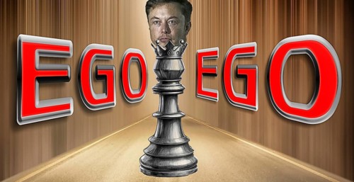 Symbolic image, chess king Elon Musk sees himself as a genius, Twitter-X antisocial network, social