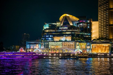 Shopping centre, ICONSIAM, night shot, Bangkok, Thailand, Asia