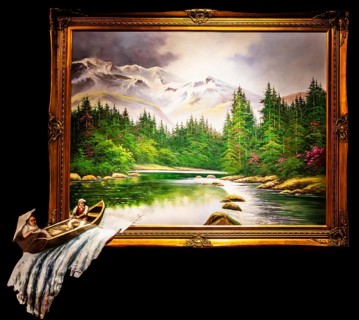 Banksy - Waterfall, dissolving the boundaries between representation and the natural world,