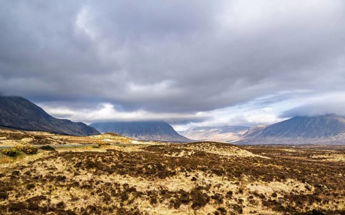 Rannoch Moor over Loch Ba and Loch of the Armpit, A82 Highland Way, Argyll and Bute, West
