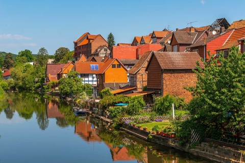 Old fishermen's settlement along the Werra, Bad Sooden, Allendorf, district Allendorf, street
