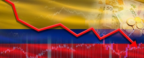 Colombia financial crisis on economic graph. Financial fall of Colombia on economy market