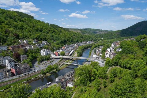 Town view, Lennetal, Altena, Sauerland, Westphalia, North Rhine-Westphalia, Germany, Europe