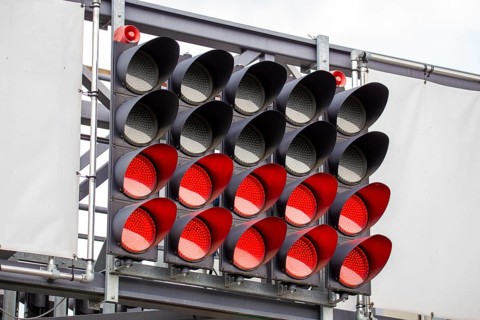 Starting lights on the race track