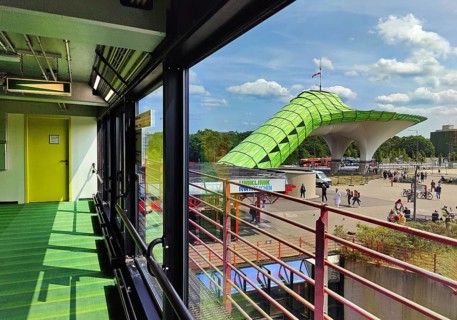 View of the helipad from the RWTH Aachen University Hospital, modern technology, high-tech