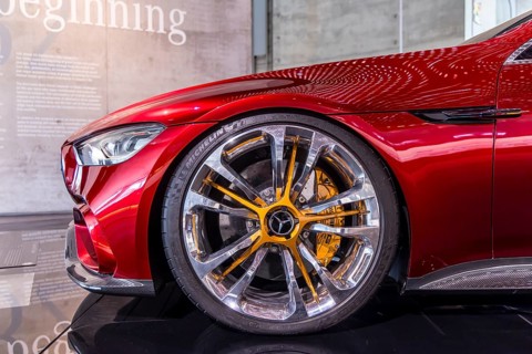 Mercedes-AMG GT Concept from 2017. The Mercedes-Benz Museum in Stuttgart presents a journey through