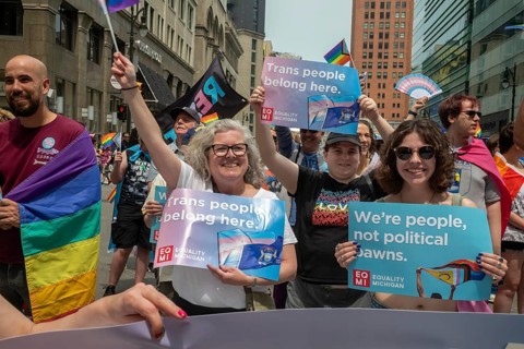 Detroit, Michigan USA - 8 June 2025 - Gay, lesbian, bisexual, and transgender activists and their