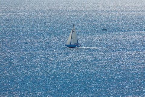 Sailing boat off the island, Flügge, Fehmarn, Schleswig-Holstein, Germany, Europe