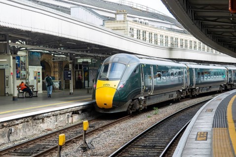 GWR British Rail Class 800 Inter City Express train at platform, Temple Meads railway station,
