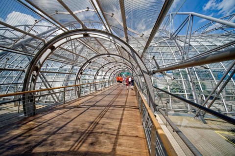 New Leipzig Trade Fair Centre, Leipzig Trade Fair, with glass entrance hall, interior view, trade