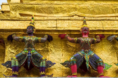 Wat Phra Kaeo temple, old royal palace, Bangkok, Thailand, Asia