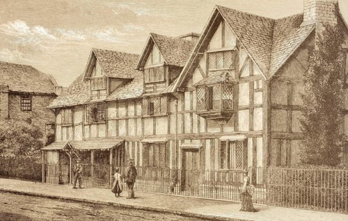 Shakespeare's birthplace in Stratford-upon-Avon, England. From the illustrated library Shakspeare,