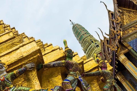 Wat Phra Kaeo temple, old royal palace, Bangkok, Thailand, Asia