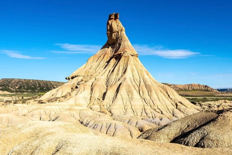 Castildetierra rock formation, semi-desert, Bardena Blanca area, Bardenas Reales Nature Park,