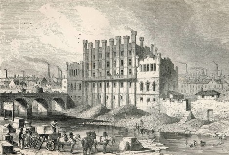 Exterior view of the Castle Grinding Mill, Sheffield, South Yorkshire, England in the 19th century.