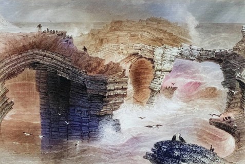 Natural bridges near Kilkee, County Clare, Ireland, from the Scenery and Antiquities of Ireland,