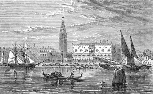 St Mark's Basilica and Doge's Palace, c. 1870, Venice, Italy, digital reproduction of a historical