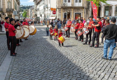 Political rally and march for May Day in city of Guimaraes, Braga district, northern Portugal,