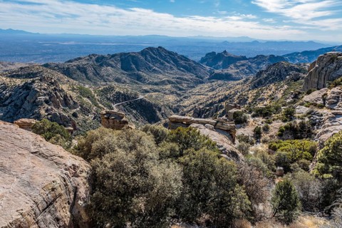 Windy Point Vista offers a view of Tucson from the Catalina Mountains along the Mt Lemmon Highway