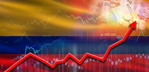 Colombia financial growth on market graph. Colombia economic growth on financial graph