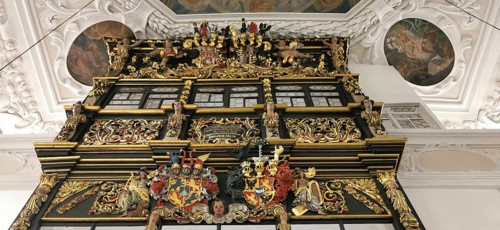 The Evangelical Lutheran St Laurentius Church in Thurnau, the lords' lodge in the west of the