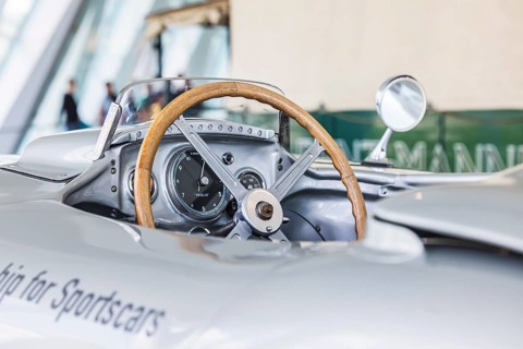 Mercedes-Benz racing car fast transporter from 1955 with 300 SLR racing car. The Mercedes-Benz