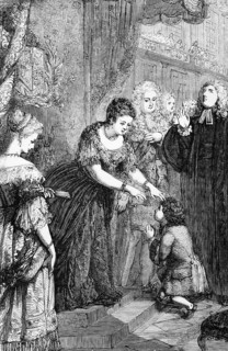The young Samuel Johnson received the royal warrant from Queen Anne at St James's Palace on 30