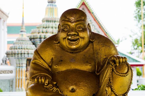 Golden Buddha statue, Wat Pho (Temple of the Reclining Buddha), Bangkok, Thailand, Asia