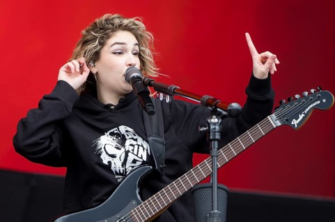 Daniela Villarreal Vélez, singer of The Warning at the Rock am Ring Festival on Sunday, Nürburgring