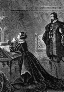 Queen Mary in her private oratory, England, digital reproduction of a historical model