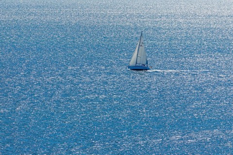 Sailing boat off the island, Flügge, Fehmarn, Schleswig-Holstein, Germany, Europe